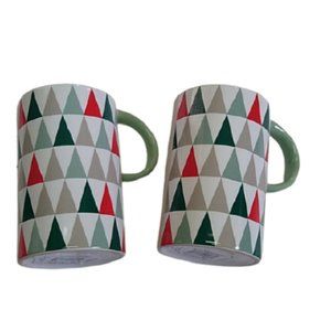 Starbucks Limited Edition Geometric Modernist Christmas Tree Mugs, set of 2